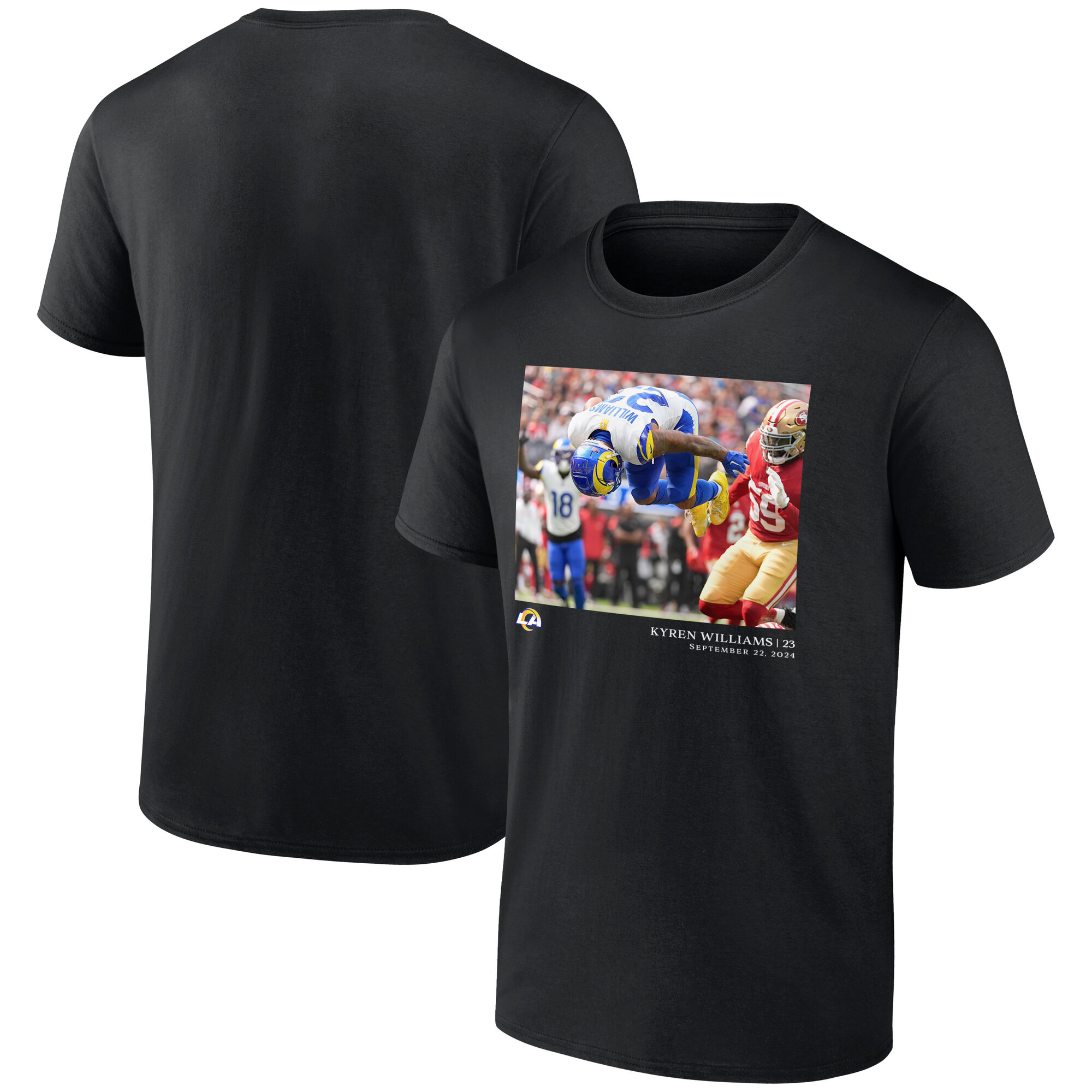 Men's Los Angeles Rams Kyren Williams Black NFL Flash Features Week 3 T-Shirt